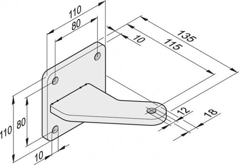 Torpfostenbeschlag 85/115 L + R, Edelstahl